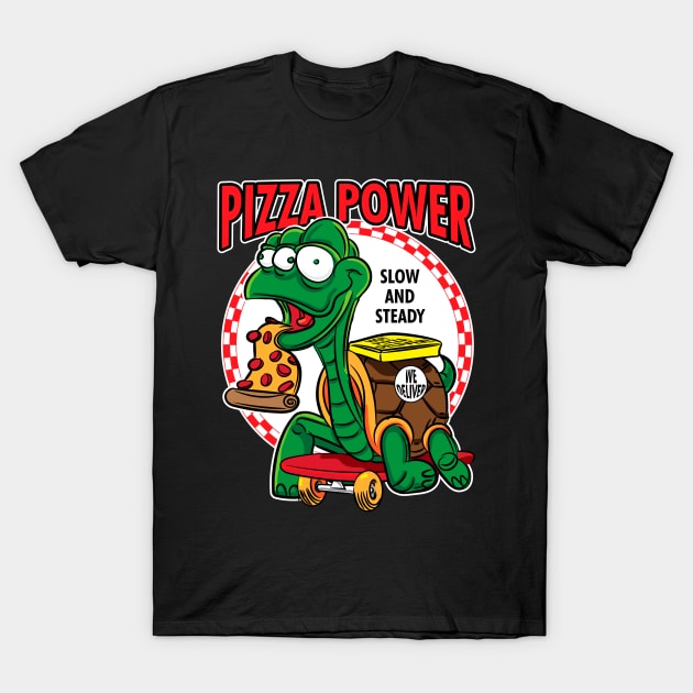 Pizza Power - Mutant Turtle Skateboard Pizza Delivery T-Shirt by eShirtLabs